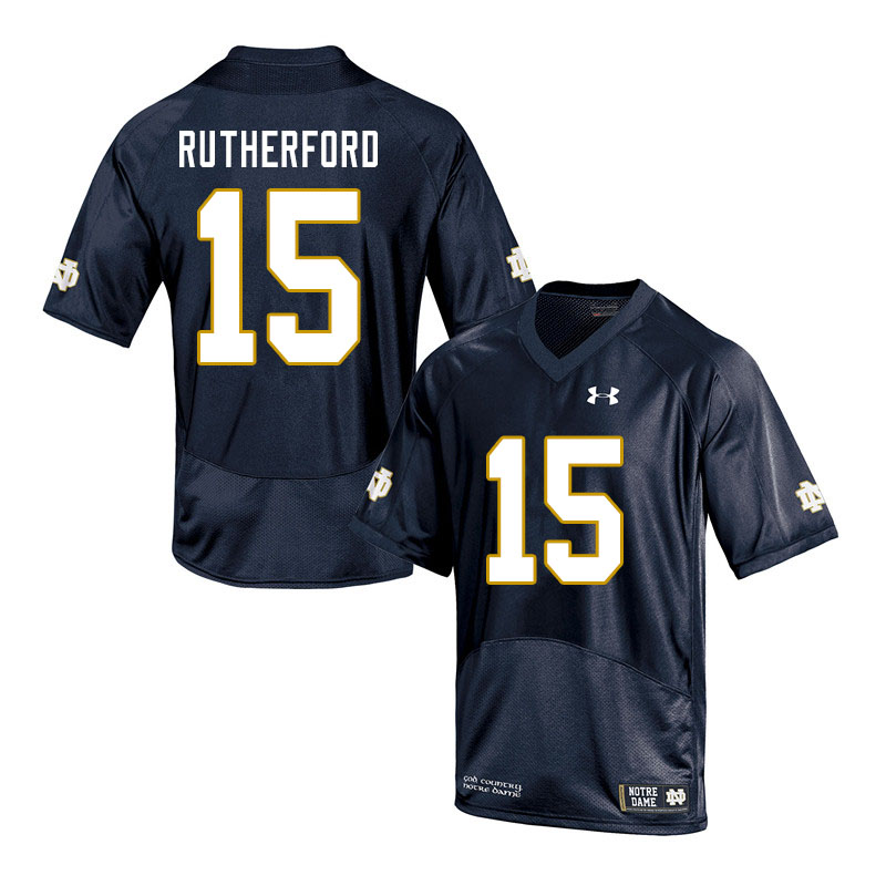 Men #15 Isaiah Rutherford Notre Dame Fighting Irish College Football Jerseys Sale-Navy - Click Image to Close